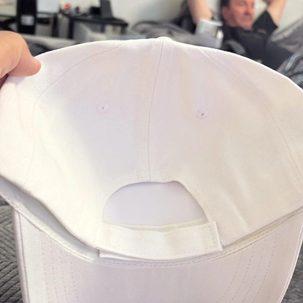 White Men's Cap with Orange Logo - Picture 4 of 5
